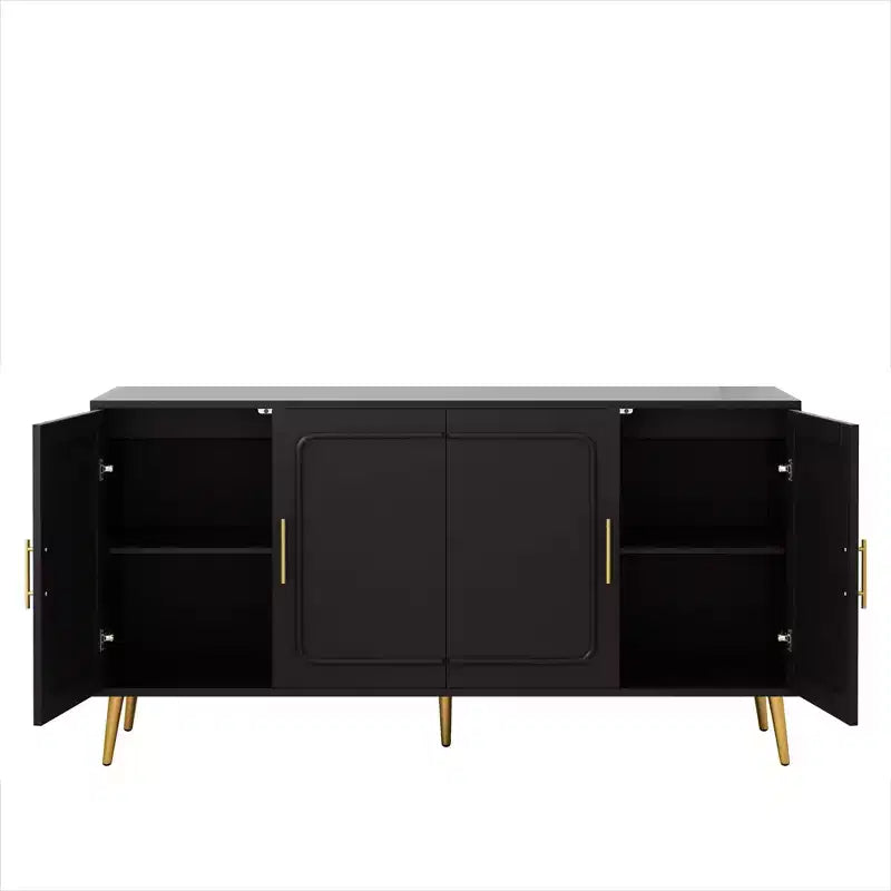 Madia a 4 Ante in Rattan Nero/Naturale/Marrone – Montaggio da 2 Persone, 3 Misure