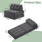 Divano Letto Pieghevole Beige/Blu Scuro/Grigio Scuro, Poltrona Letto Convertibile a 1 Posto con Cuscino
