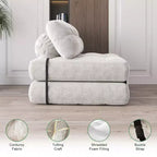 Divano Letto Pieghevole Beige/Blu Scuro/Grigio Scuro, Poltrona Letto Convertibile a 1 Posto con Cuscino