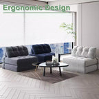 Divano Letto Pieghevole Beige/Blu Scuro/Grigio Scuro, Poltrona Letto Convertibile a 1 Posto con Cuscino