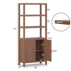 Libreria marrone a 5 ripiani con ante, stile boho, montaggio per 1 persona