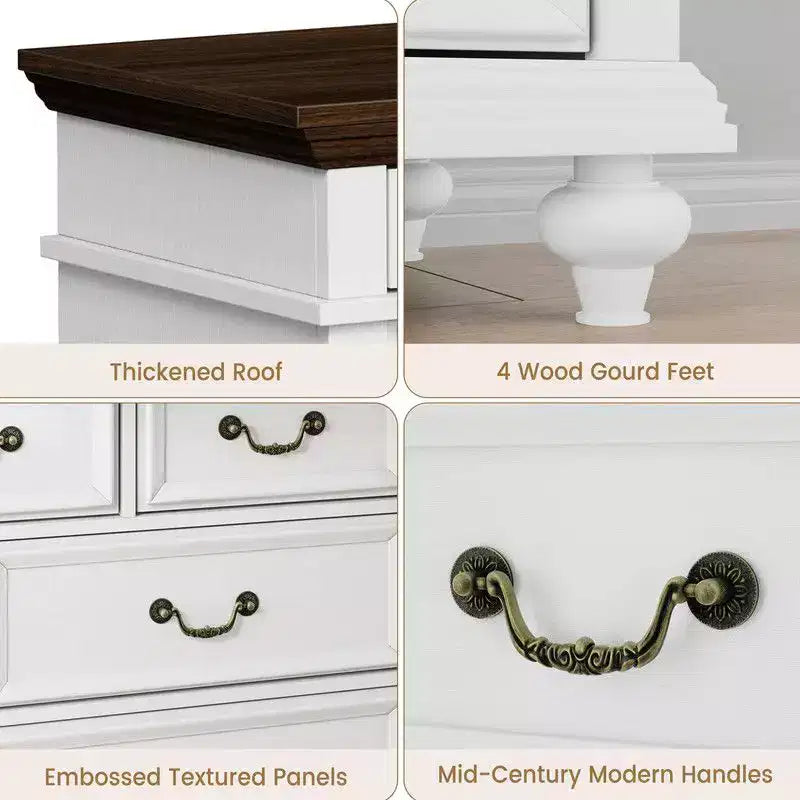 Nero/Contrasto/Grigio | Cassettiera in legno a 9 cassetti | Uso singolo | 47,3" L × 15,8" P × 34,2" A