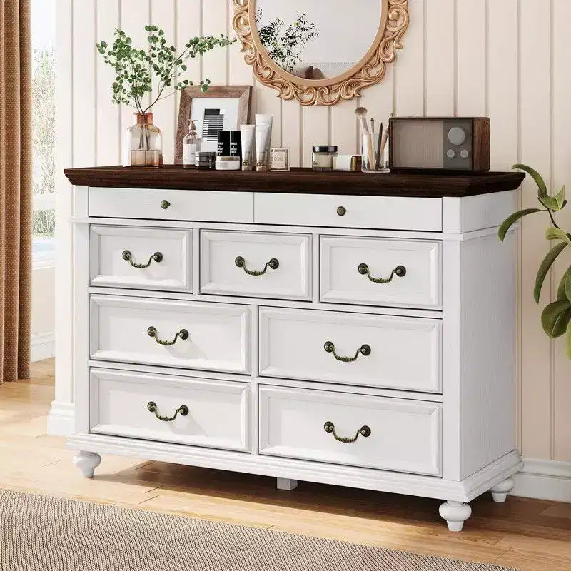 Nero/Contrasto/Grigio | Cassettiera in legno a 9 cassetti | Uso singolo | 47,3" L × 15,8" P × 34,2" A