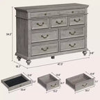 Nero/Contrasto/Grigio | Cassettiera in legno a 9 cassetti | Uso singolo | 47,3" L × 15,8" P × 34,2" A