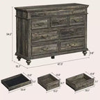 Nero/Contrasto/Grigio | Cassettiera in legno a 9 cassetti | Uso singolo | 47,3" L × 15,8" P × 34,2" A