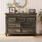 Nero/Contrasto/Grigio | Cassettiera in legno a 9 cassetti | Uso singolo | 47,3" L × 15,8" P × 34,2" A