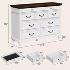 Nero/Contrasto/Grigio | Cassettiera in legno a 9 cassetti | Uso singolo | 47,3" L × 15,8" P × 34,2" A