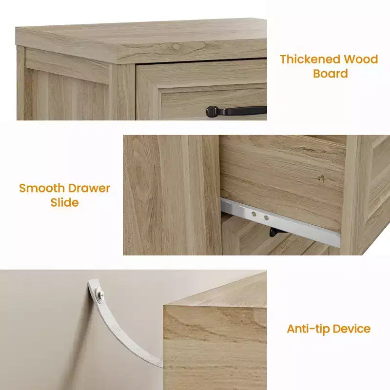 Comò moderno a 3 cassetti marrone/bianco con pannello frontale rialzato, per 1 persona