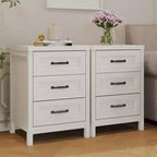 Comò moderno a 3 cassetti marrone/bianco con pannello frontale rialzato, per 1 persona