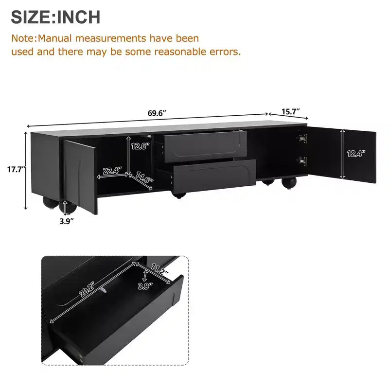 Mobile TV Nero/Bianco, Ante ad Arco, 2 Cassetti, Adatto a TV fino a 75", Montaggio per 1 Persona