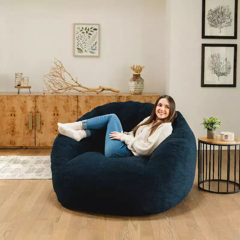 Poltrona sacco in schiuma strutturata Deep Blue / Icing – 1 posto