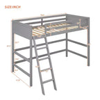 Letto a soppalco alto in legno massello con scaletta e spondine – Espresso / Grigio / Bianco – Twin, 1 posto