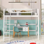 Letto a soppalco alto in legno massello con scaletta e spondine – Espresso / Grigio / Bianco – Twin, 1 posto