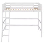 Letto a soppalco alto in legno massello con scaletta e spondine – Espresso / Grigio / Bianco – Twin, 1 posto