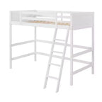 Letto a soppalco alto in legno massello con scaletta e spondine – Espresso / Grigio / Bianco – Twin, 1 posto