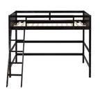 Letto a soppalco alto in legno massello con scaletta e spondine – Espresso / Grigio / Bianco – Twin, 1 posto