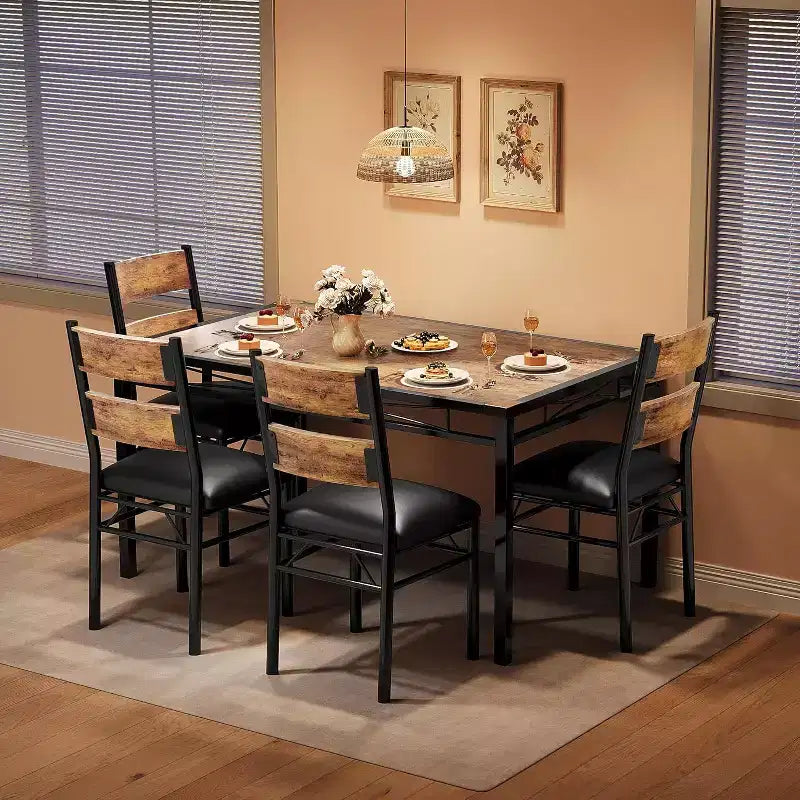Set tavolo da pranzo marrone/grigio con sedie imbottite, 3 o 5 pezzi