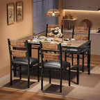 Set tavolo da pranzo marrone/grigio con sedie imbottite, 3 o 5 pezzi