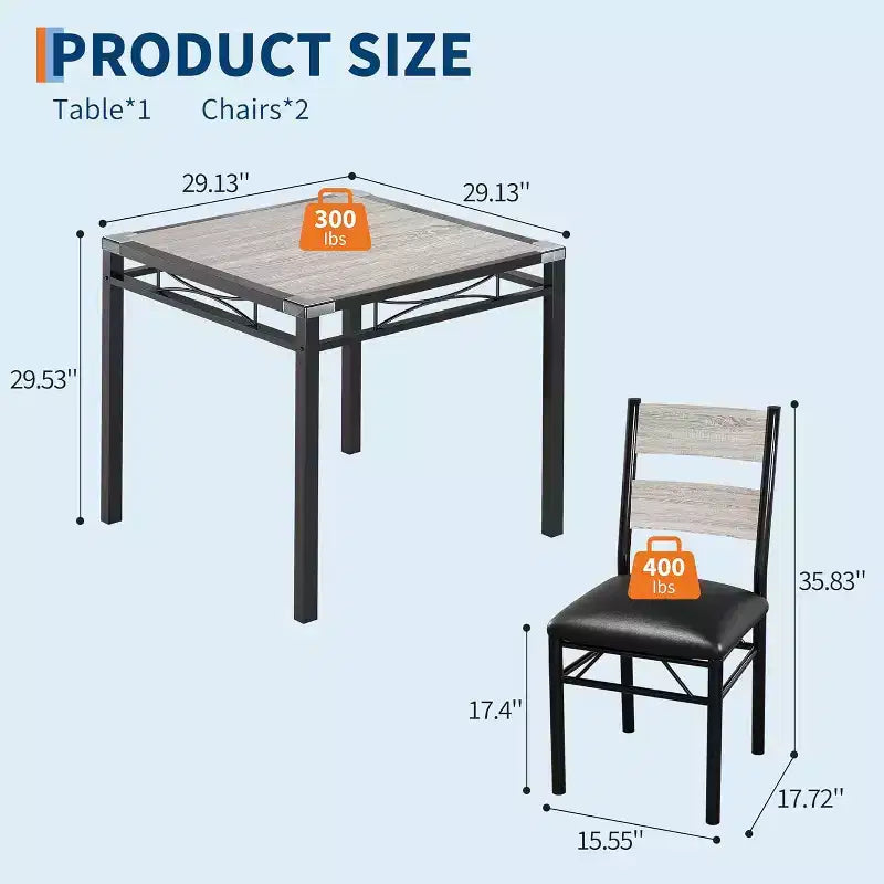 Set tavolo da pranzo marrone/grigio con sedie imbottite, 3 o 5 pezzi