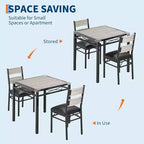 Set tavolo da pranzo marrone/grigio con sedie imbottite, 3 o 5 pezzi
