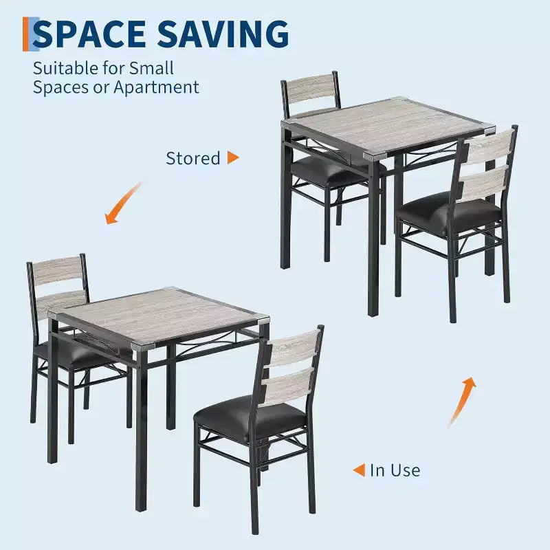 Set tavolo da pranzo marrone/grigio con sedie imbottite, 3 o 5 pezzi