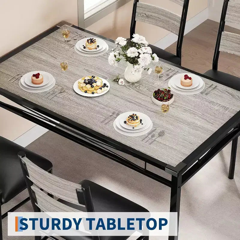 Set tavolo da pranzo marrone/grigio con sedie imbottite, 3 o 5 pezzi