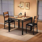 Set tavolo da pranzo marrone/grigio con sedie imbottite, 3 o 5 pezzi