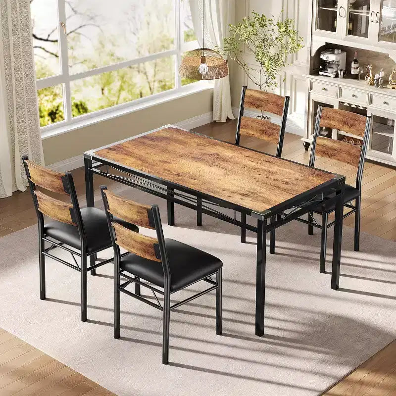 Set tavolo da pranzo marrone/grigio con sedie imbottite, 3 o 5 pezzi