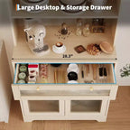 Mobile Dispensa Freestanding da Cucina Bianco/Legno con Ante in Vetro e Cassetto, Montaggio 1 Persona