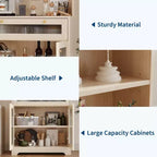 Mobile Dispensa Freestanding da Cucina Bianco/Legno con Ante in Vetro e Cassetto, Montaggio 1 Persona