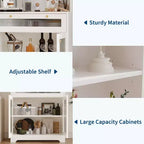 Mobile Dispensa Freestanding da Cucina Bianco/Legno con Ante in Vetro e Cassetto, Montaggio 1 Persona