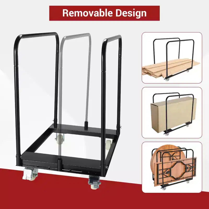 Carrello a Pannello Pieghevole in Acciaio Nero, Capacità 680 kg, Utilizzo da 1 Persona