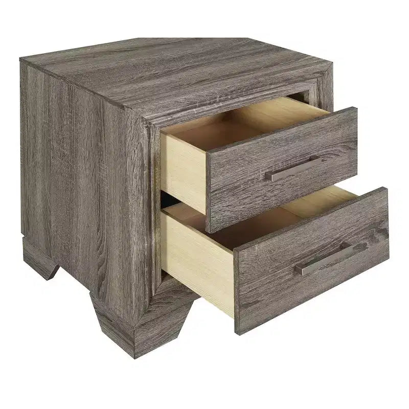 Comodino a 2 cassetti in rovere marrone con gambe affusolate, 1 persona
