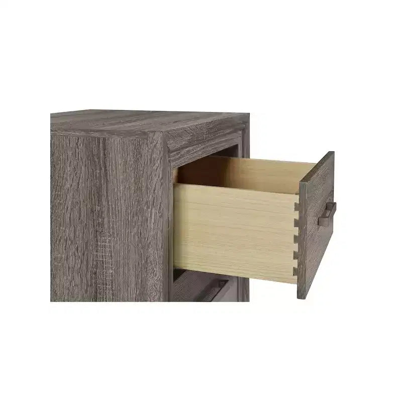 Comodino a 2 cassetti in rovere marrone con gambe affusolate, 1 persona