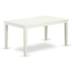 Tavolo da pranzo rettangolare 36"x60", piano in legno massello, 4 posti – Bianco lino / Mogano / Quercia