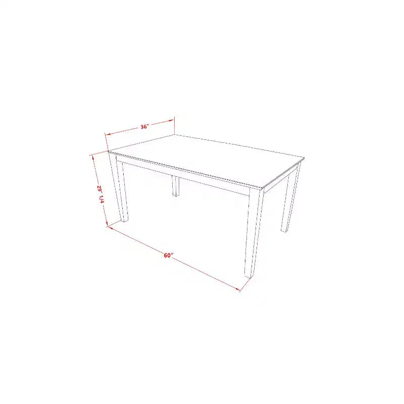 Tavolo da pranzo rettangolare 36"x60", piano in legno massello, 4 posti – Bianco lino / Mogano / Quercia