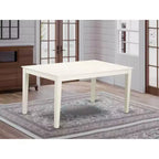 Tavolo da pranzo rettangolare 36"x60", piano in legno massello, 4 posti – Bianco lino / Mogano / Quercia