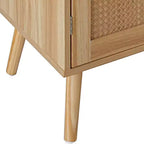 Credenza Marrone Naturale a 2 Ante in Rattan con Ripiano Regolabile, 1 Pezzo