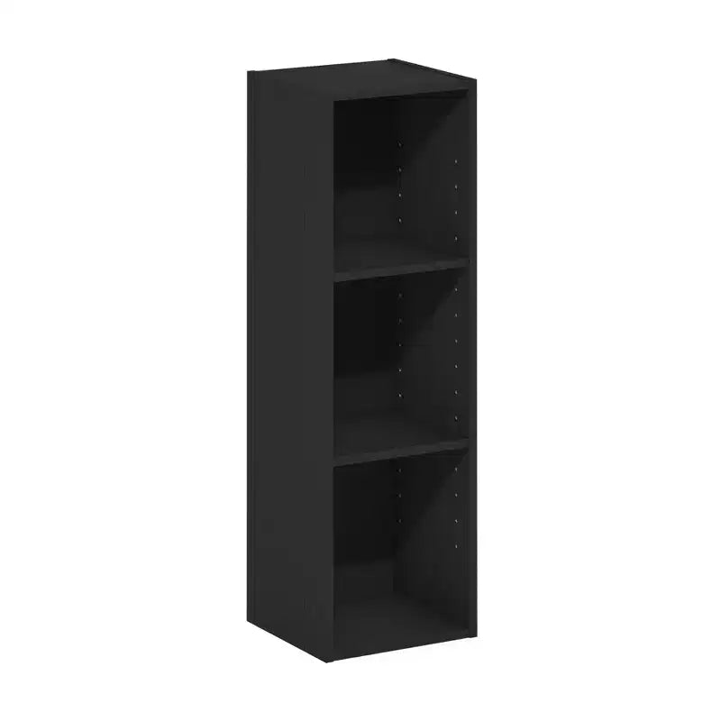 Libreria aperta a 3 ripiani in bianco e nero con ripiano regolabile - Montaggio per 1 persona