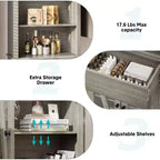 Mobile Contenitore Alto Grigio Autoportante con Ripiani Regolabili, Cassetto e 2 Ante – Singolo
