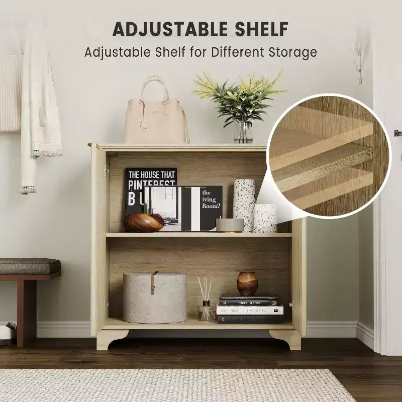 Mobile credenza con 2 ante, a listelli neri / rovere / bianchi – Montaggio da parte di un singolo utente