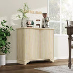 Mobile credenza con 2 ante, a listelli neri / rovere / bianchi – Montaggio da parte di un singolo utente