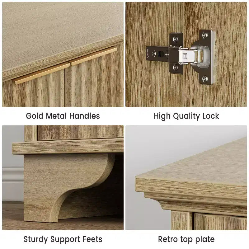 Mobile credenza con 2 ante, a listelli neri / rovere / bianchi – Montaggio da parte di un singolo utente