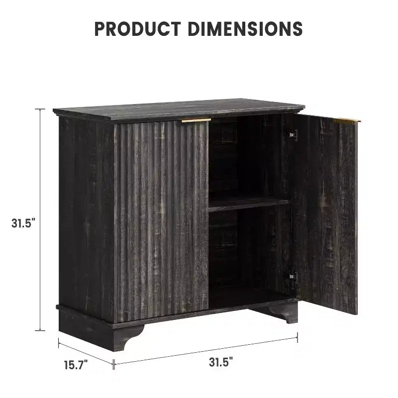 Mobile credenza con 2 ante, a listelli neri / rovere / bianchi – Montaggio da parte di un singolo utente