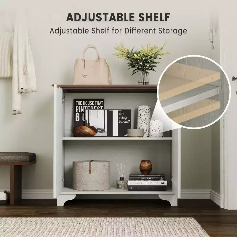 Mobile credenza con 2 ante, a listelli neri / rovere / bianchi – Montaggio da parte di un singolo utente