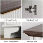 Mobile credenza con 2 ante, a listelli neri / rovere / bianchi – Montaggio da parte di un singolo utente