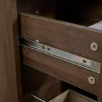 Scrivania ad angolo a L con piano sollevabile, colore marrone venato legno, monoposto, con cassetti e porte di ricarica
