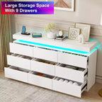 Comò 9 cassetti Bianco/Nero, Stile Moderno Senza Maniglie, Per 1 Persona