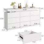 Comò 9 cassetti Bianco/Nero, Stile Moderno Senza Maniglie, Per 1 Persona