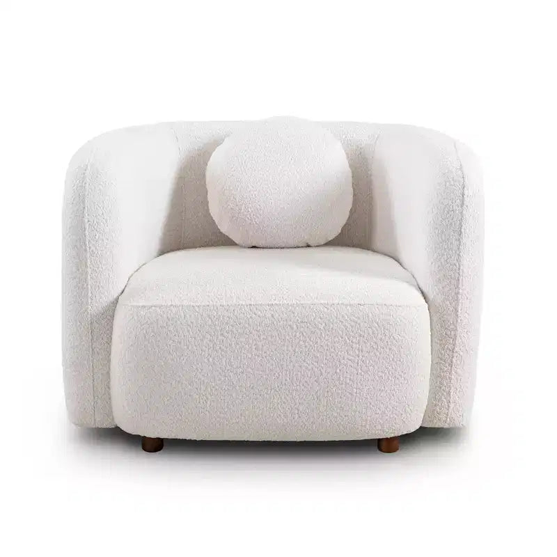 Poltrona d'accento in Bouclé Beige/Bianco, stile Japandi, 1 posto